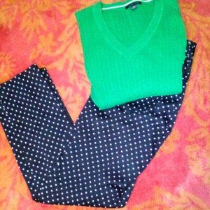 Chaps Black and White Polkadot Pants, size 4